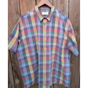 Orvis Men's Size 2XL Colorful Checkered Short Sleeve Button Up Shirt
